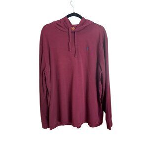 Polo Ralph Lauren Mens XXL Burgundy Hooded T-Shirt 100% Cotton Hoodie Blue Pony